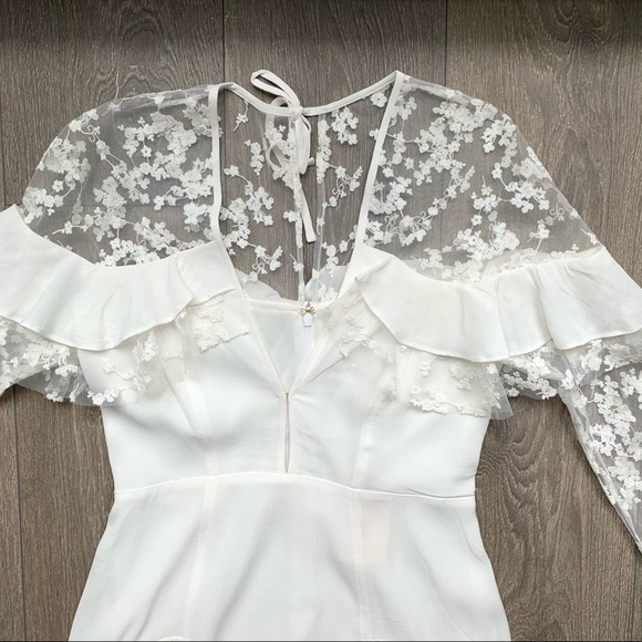 For Love & Lemons Rosebud Embroidery Mini Dress Ivory Size XS - Picture 7 of 17